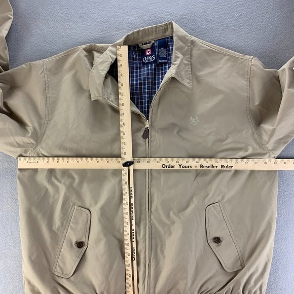 **SOLD**Chaps Jacket Mens XL Extra Large Tan Full Zip Casual Classic Fit - Picture 8 of 12
